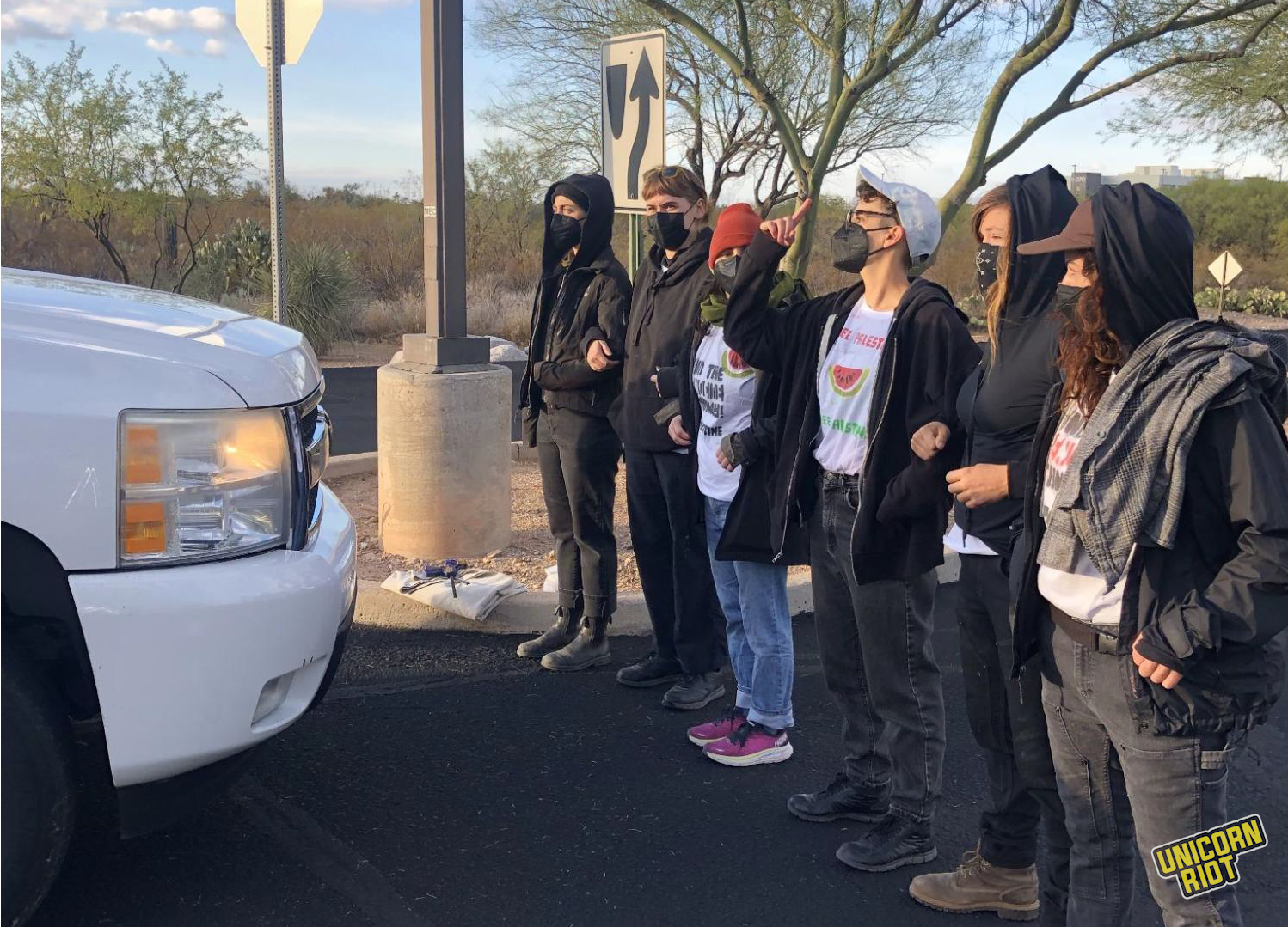 Blockade Protest Disrupts Raytheon at University of Arizona Tech Park